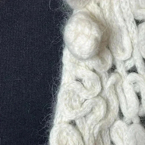 COLDWATER CREEK Vintage Ivory Crochet Ribbed Wool Angora Cardigan Size L - Picture 5 of 10